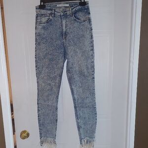 Zara Blue Acid Wash Ankle Jeans